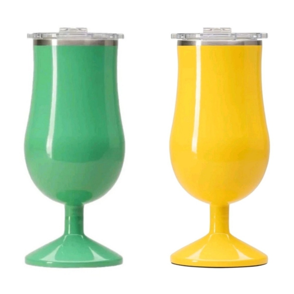ORCA Poco Jade & Sunflower 17 oz Insulated Stainless Steel Cocktail Cups W/ Lids